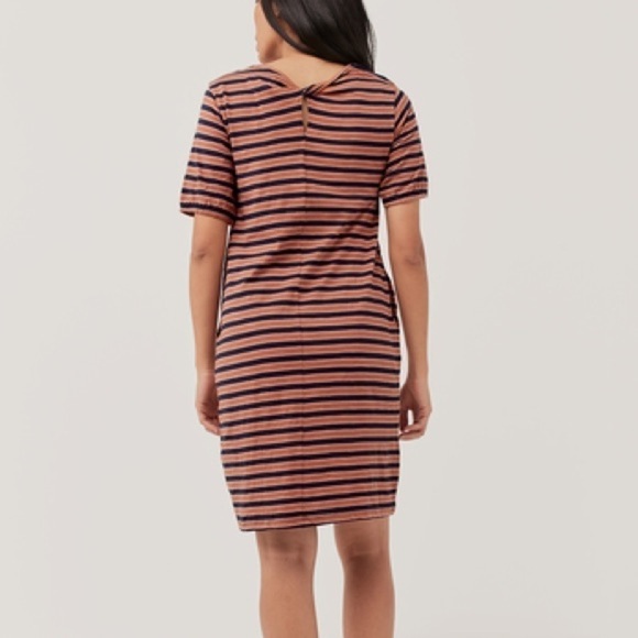 Pact Avery Slub Twist Back Dress Harvest Stripe - S - Picture 1 of 9